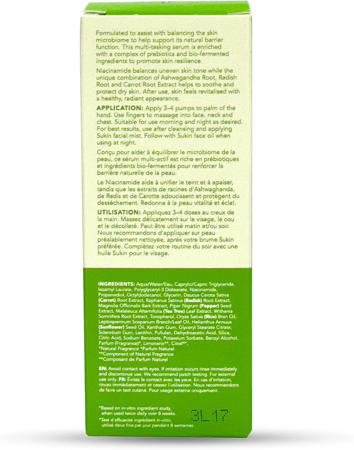 Sukin Natural Actives Barrier Balancing Face Serum with Niacinamide I Hydrate, Balance & Rejuvenate Skin I Enriched with Ashwagandha Root & Radish Root Extract I 25Ml image number 1