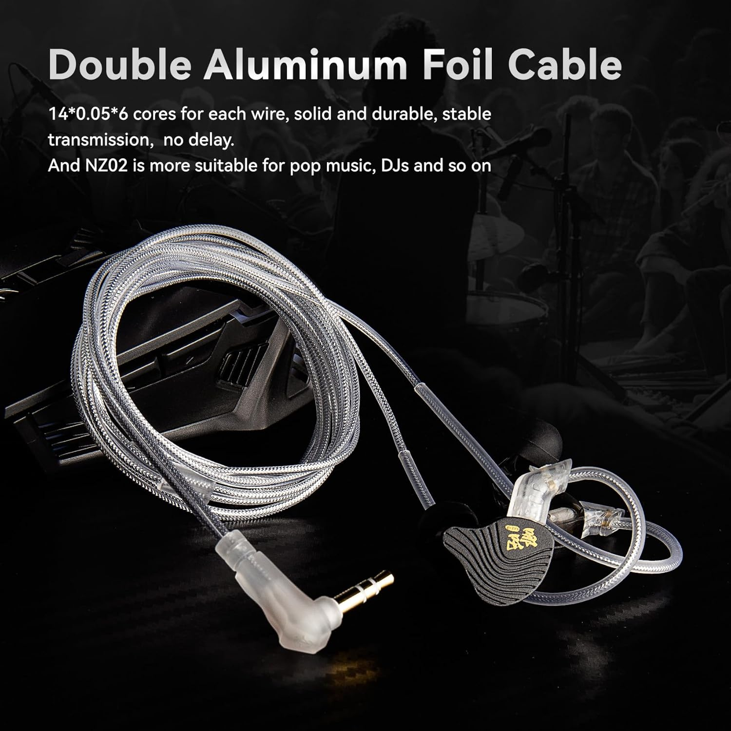 KBEAR NZ02 Gaming Earbuds, Metal Zinc Alloy Cover, 10Mm Dual Magnetic Driver, In-Ear Monitor, 3D Surround Sound, Wired Gaming Headset with Low Latency (Black, Without