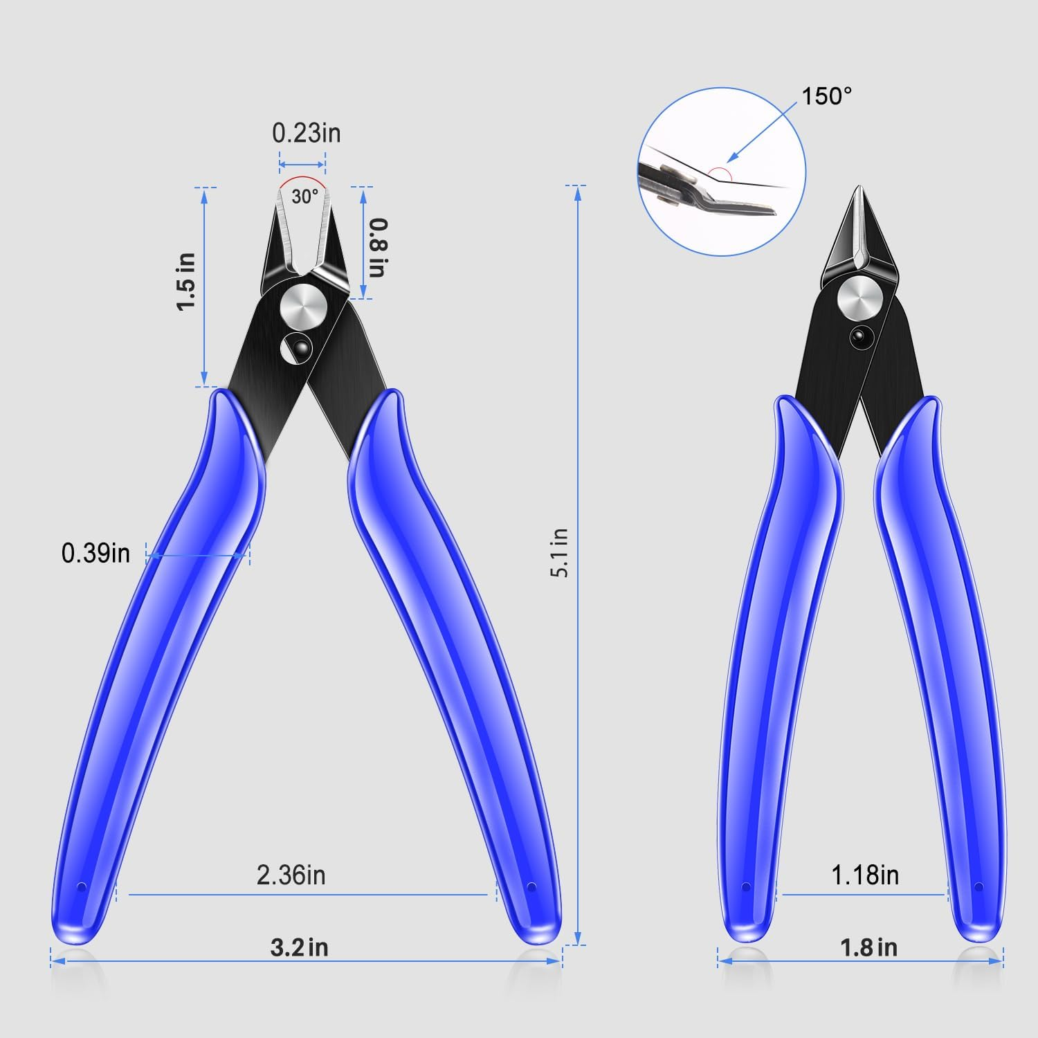 NICE-POWER Wire Cutters, 5 Inch Professional Pliers Cutter Electronic Flush Wire Cutter Carbon Steel Cutting Nippers for Electrical Jewelry Making(Blue) image number 2