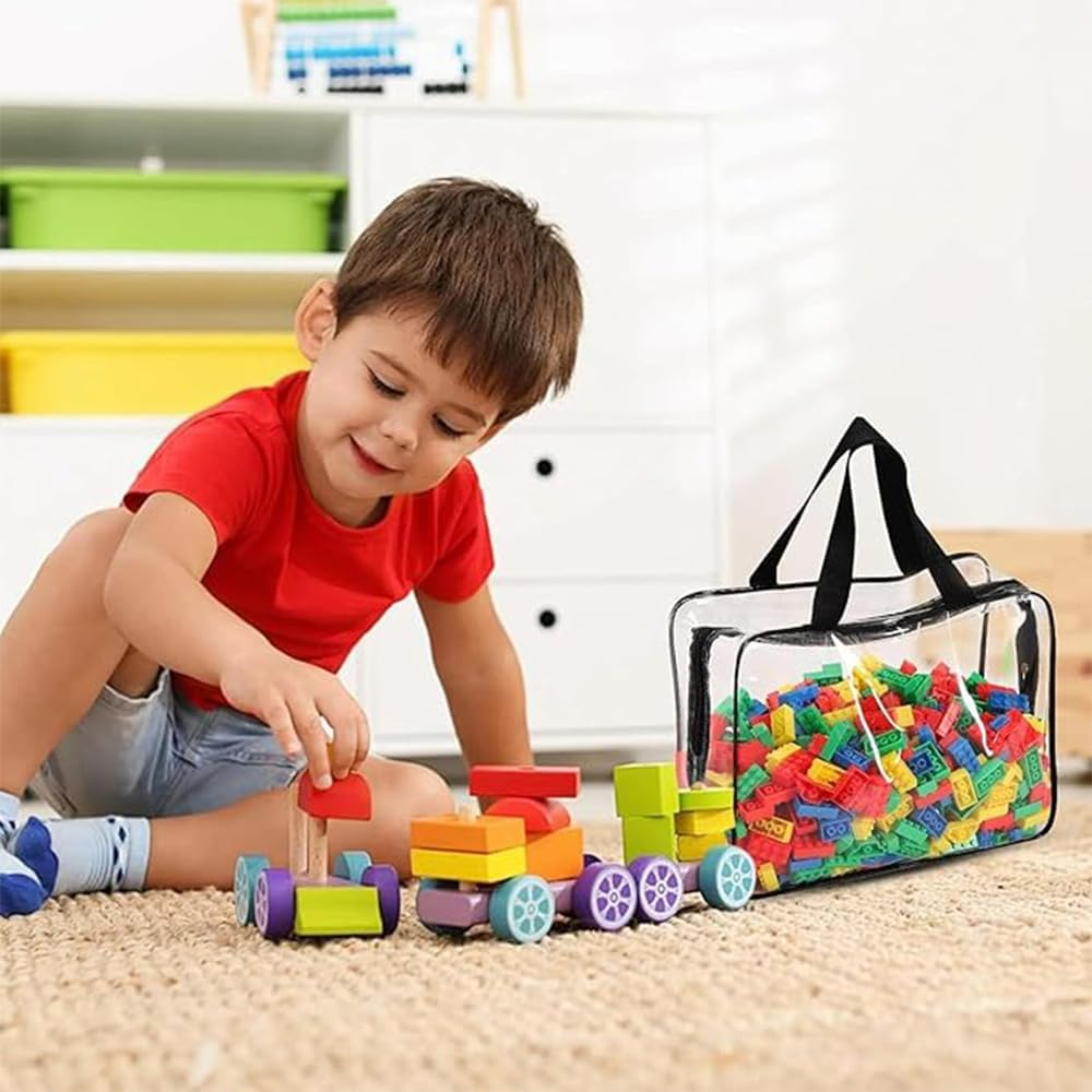 Toy Storage Bags with Labels, Set of 4, Clear PVC, Large Size, for Building Blocks, Board Games, Puzzles image number 5
