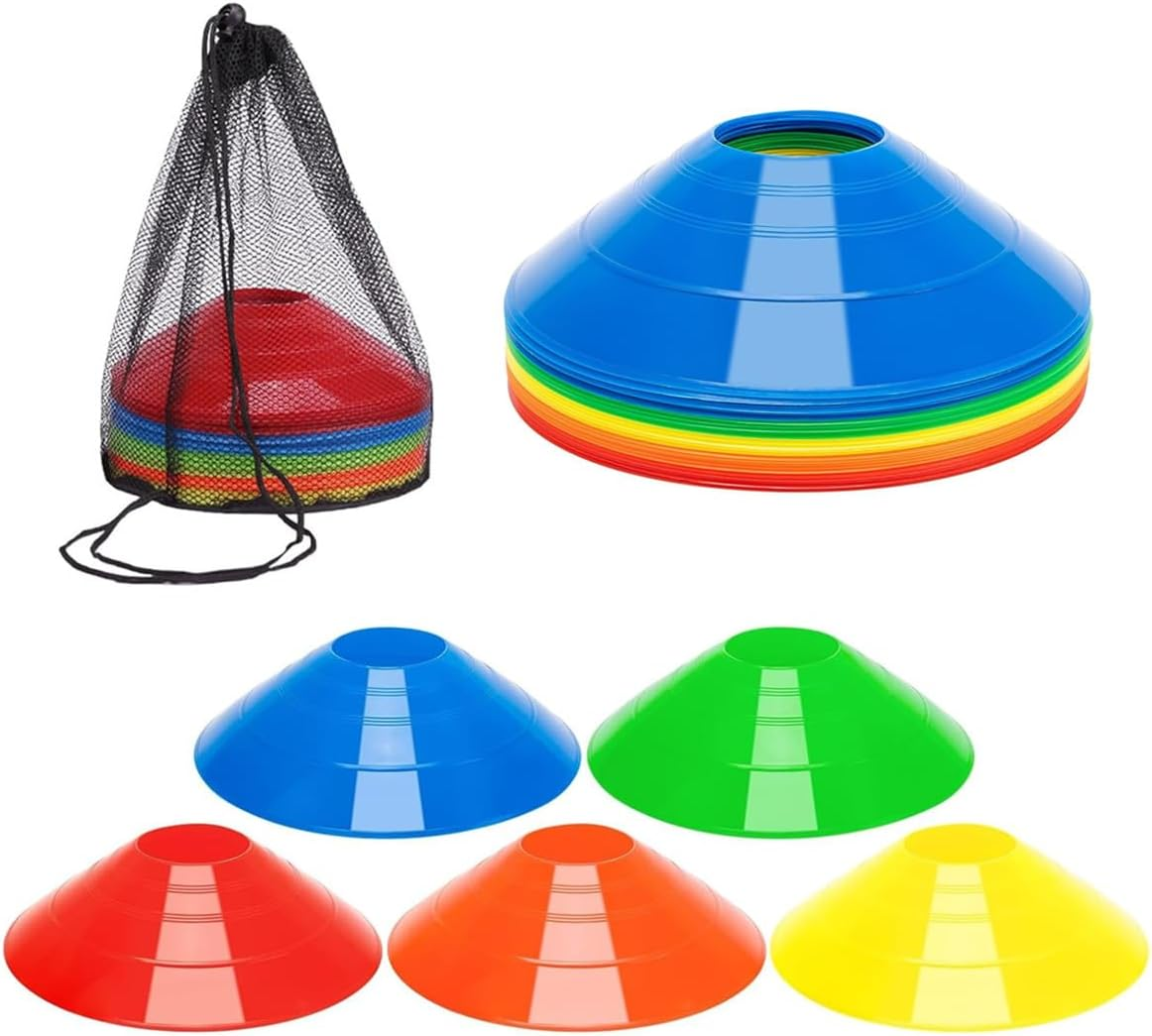 20 Pcs Soccer Markers Disc,Pro Disc Cones,Agility Soccer Training Cones,Obstacle Marker Disc,For Basketball Football Skating Running Drills Sports Games(5 Colors) image number 4