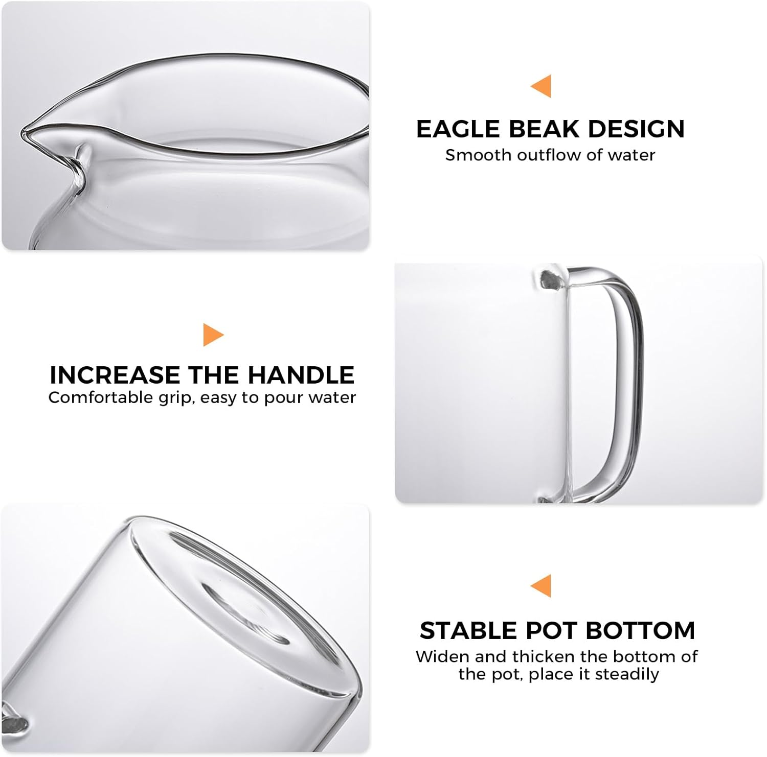 2L 68 Oz G Glass Water Jar with Lid and Handle, Refrigerator Jar, Iced Tea and Homemade Juice Jar, Heat-Resistant Borosilicate Glass Hot/Cold Water Jar.