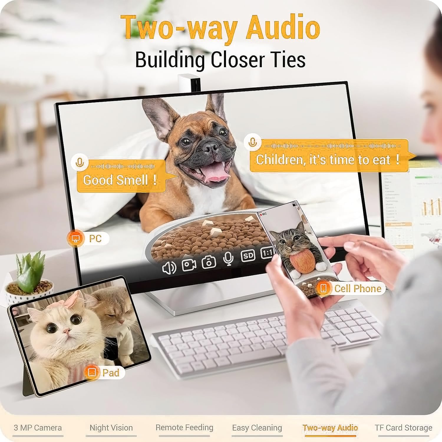 VIC Automatic Cat Feeder with 2K Camera: 5G Wifi Automatic Dog Feeder with Night Vision,Cat Food Dispenser with 7L Large Food Storage Container for Multiple Pet,Detachable for Easy Clean image number 1