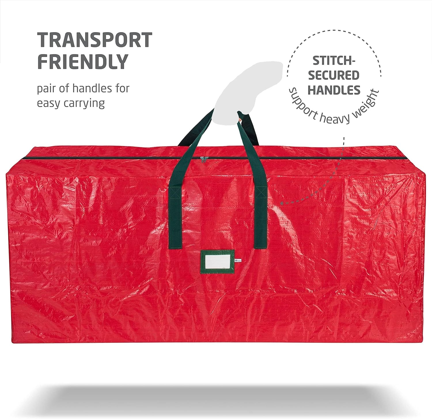 (Red) - Zober Christmas Tree Bag - Artificial Christmas Tree Storage for Trees up to 9' Tall - Also Accommodates Holiday Inflatables 48 X 15 X 20 (Red) image number 6