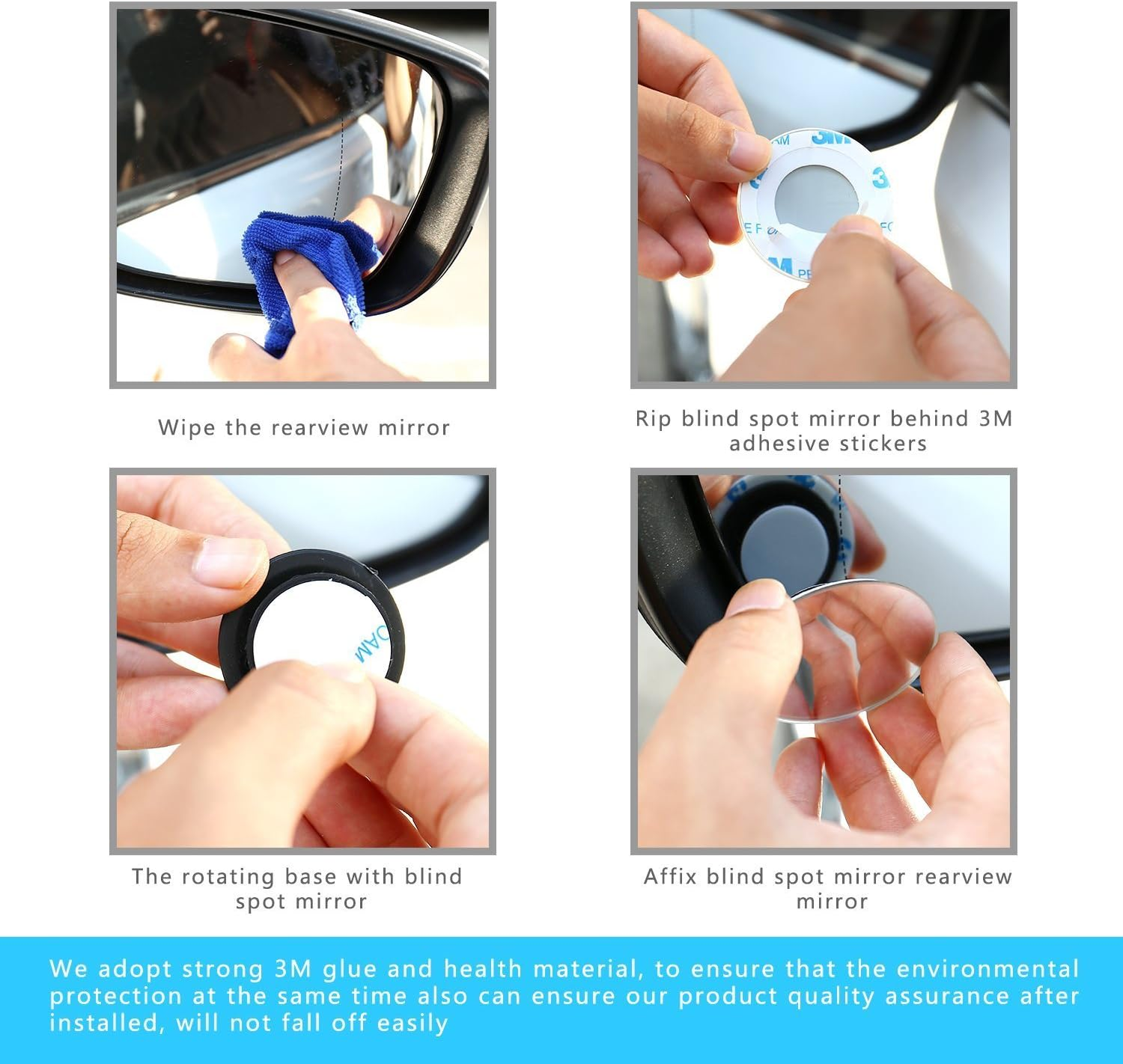 Blind Spot Mirrors, Ankier round Shape Wide Angle Car Wing Mirror Blind Spot Stick on Side Mirror ( 2 Pcs ) image number 1