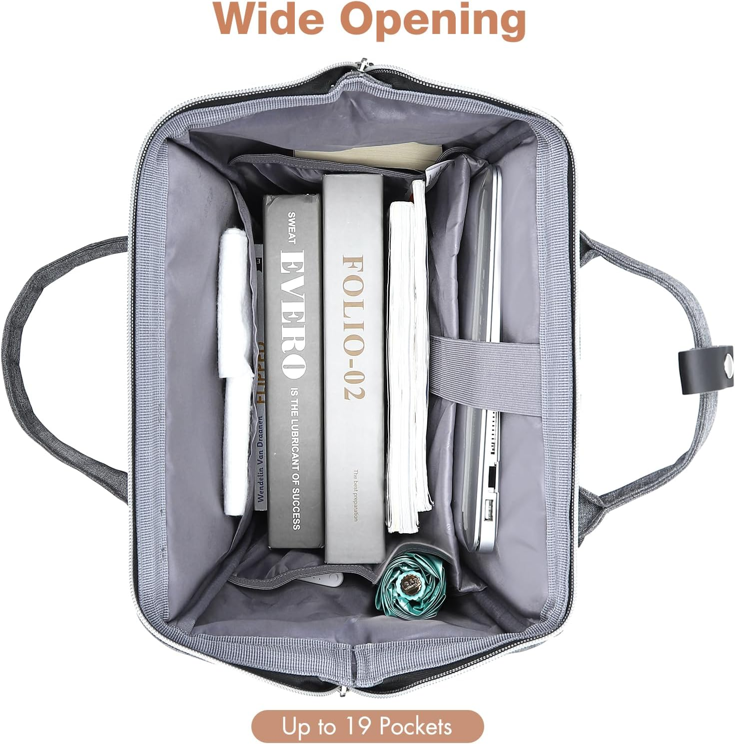 Lekesky Laptop Rucksack Bag for Women 15.6 Inch Computer Backpack School Bag for Travel Business College Women Men- Dark Grey image number 4