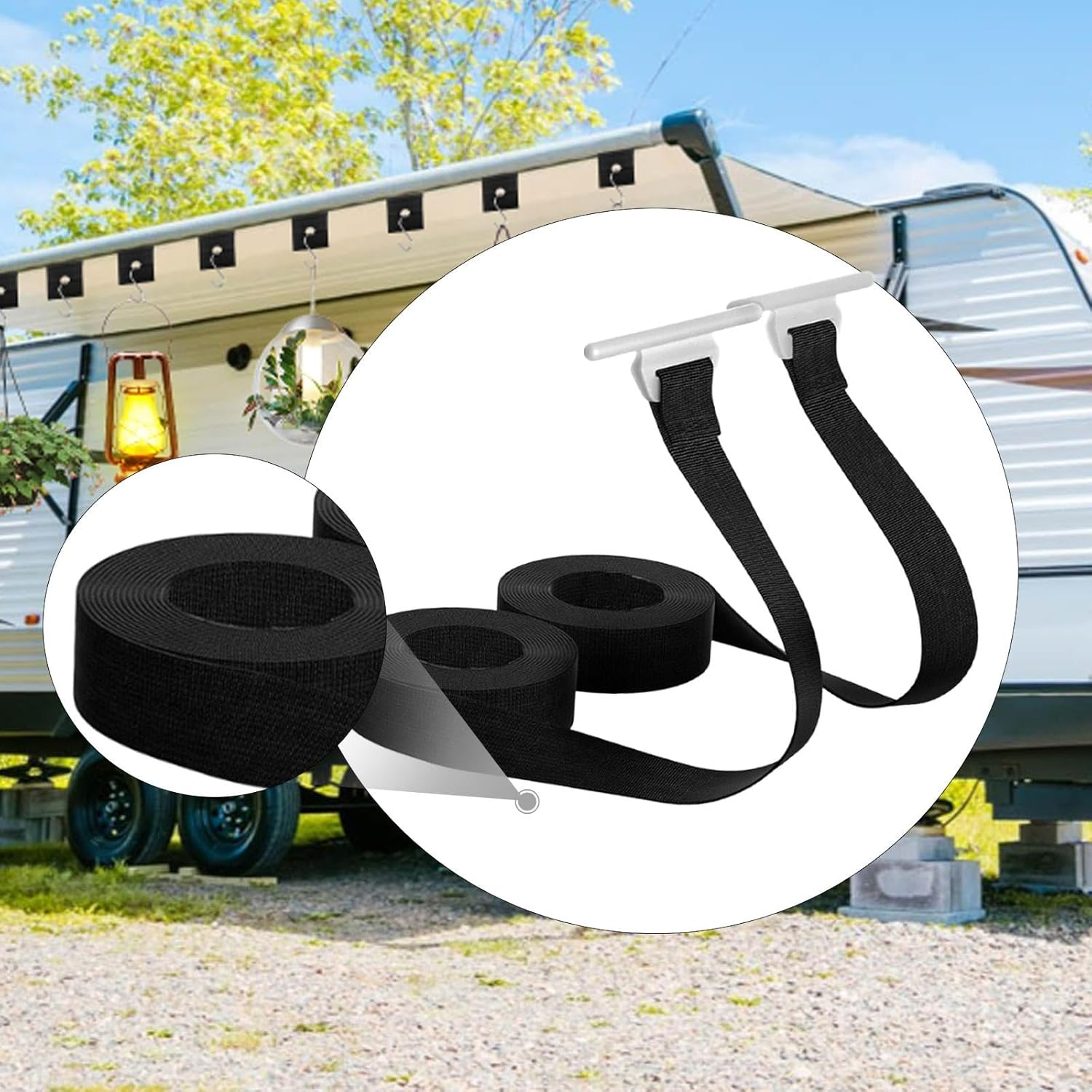 2 Pieces RV Awning Pull Strap Easy to Use Reusable 118.00Inch Awning Parts image number 5