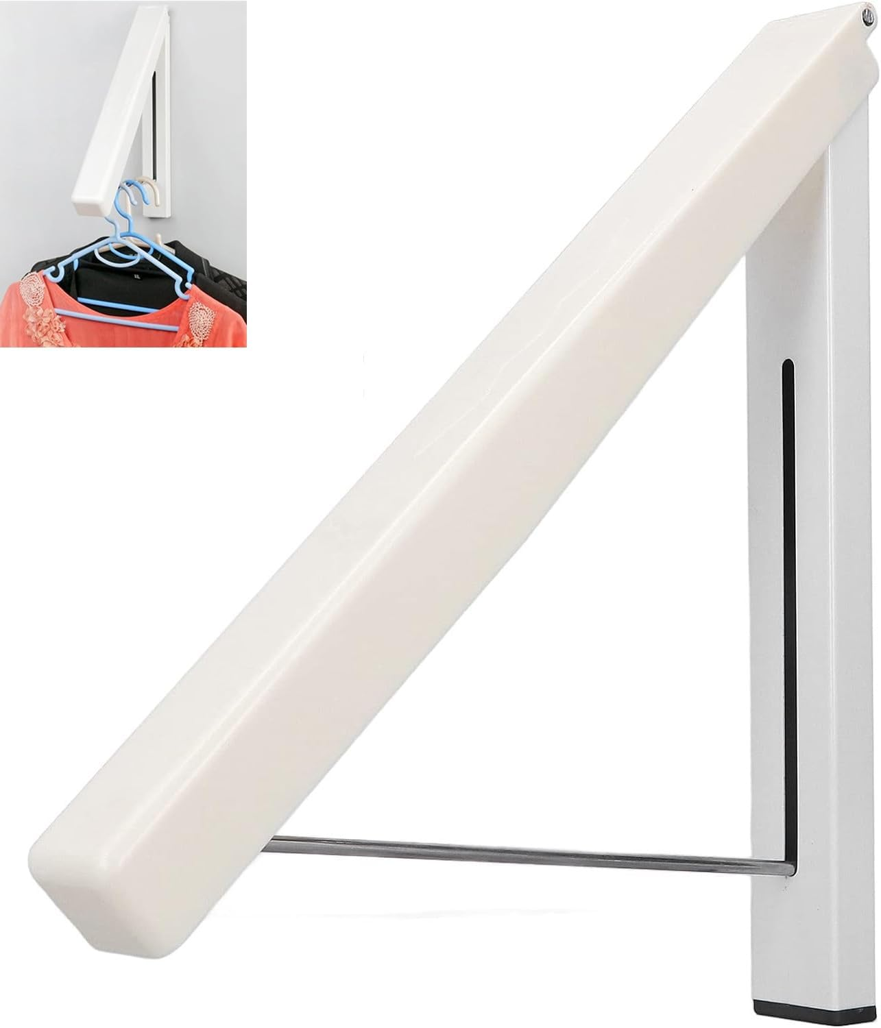 Foldable Drying Rack Wall Mounted Laundry Hanger Plastic Rounded Corners Laundry Racks for Laundry Room,Dryer Room, Home, Offices(White) image number 4