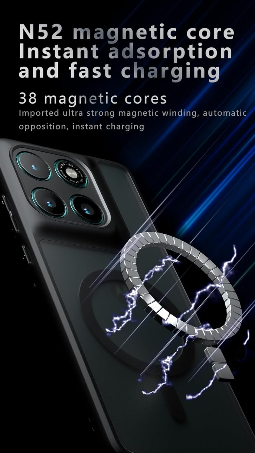 Boerhang Case Compatible with Motorola Edge 60 Pro Magnetic Protective Case, Anti-Fingerprint and Anti-Scratch, Translucent Black image number 2