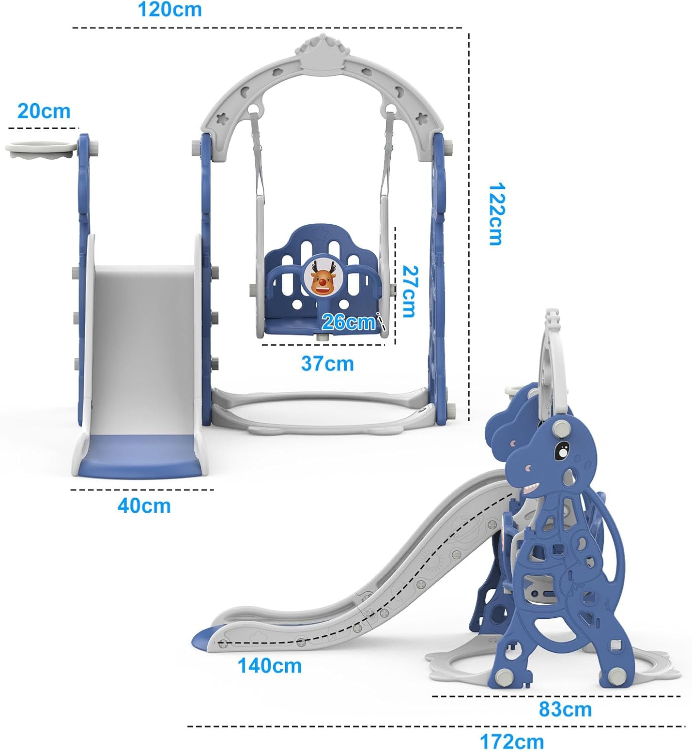 Kids Slide Swing with Basketball Hoop Activity Center Toddler Play Set for Boys Girls Indoor Outdoor Playground Backyard image number 6