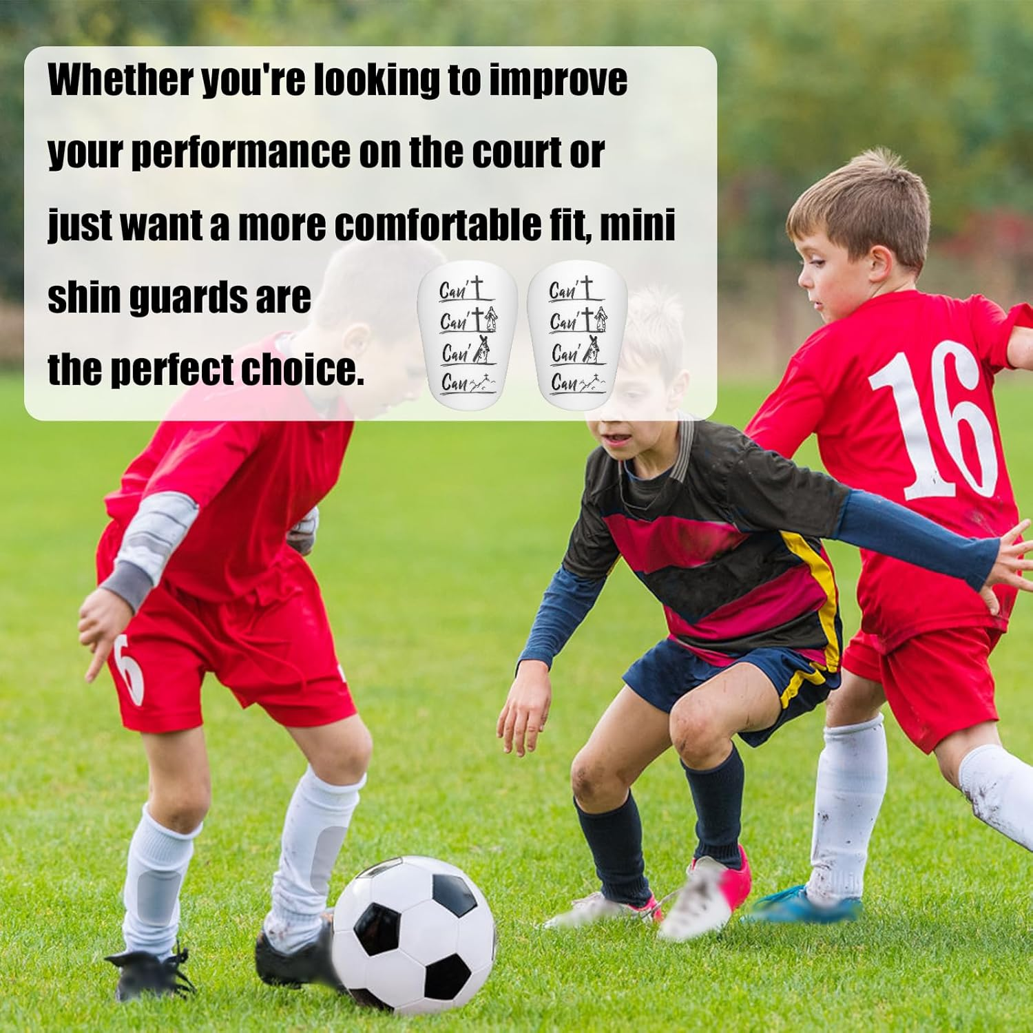 2Pcs Shin Guards, PBT and EVA Material Shin Guards Soccer 8X5Cm/3.15X1.97In Mini Shin Guards Soccer Protective Small Football Shin Guards for Teenagers Adults Sports image number 2