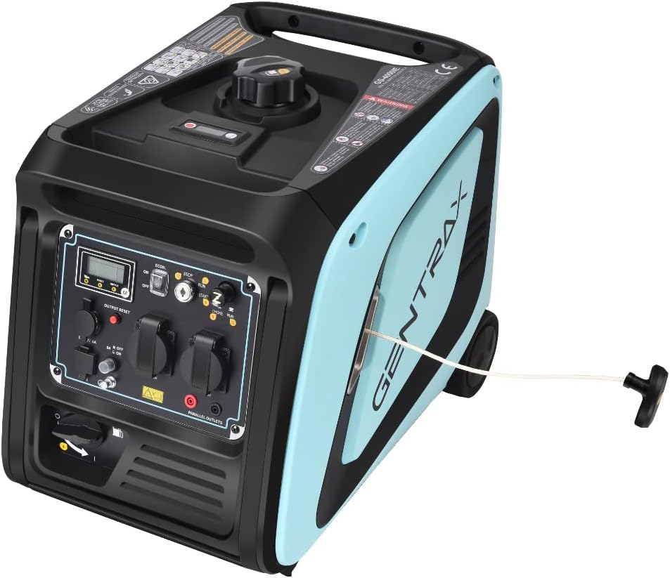 GENTRAX Inverter Generator 4.2KW Max, 3.5KW Rated, Portable Power Station for Camping, RV, and Home Backup with Quiet Operation, Wheels & Handle, Petrol Generator image number 6