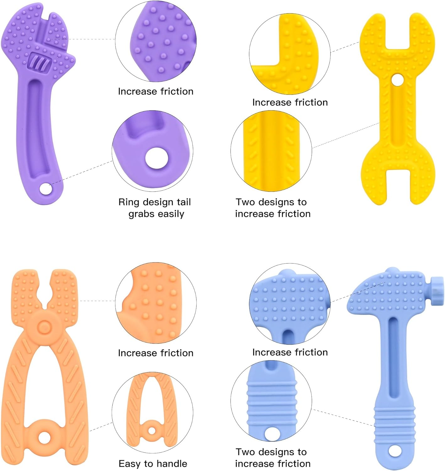 4 in 1 Silicone Tool Set - Grasping Toys for Babies & Toddlers - Little Tradie Just like Dad