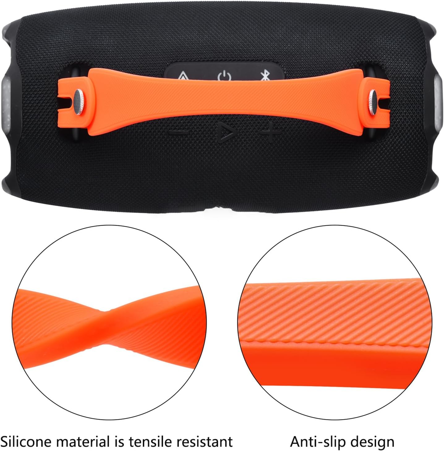 Silicone Hand Strap for JBL Xtreme 4/3/2 Speaker, Portable Carrying Strap with Aluminium Screws Anti-Slip and Skin-Friendly(Orange) - Blue image number 7
