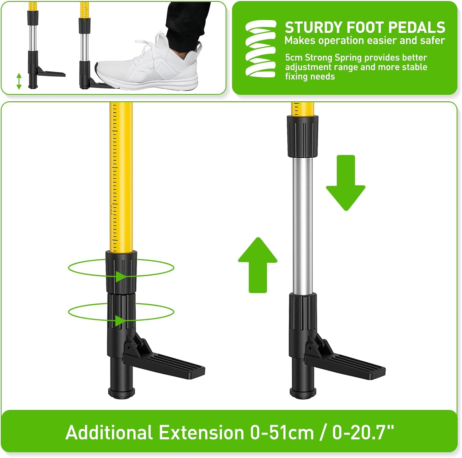 Huepar 3.7M /12 Ft. Professional Laser Level Pole with Tripod and 1/4"-20 Inch Laser Mount for Rotary and Line Lasers, Adjustable Telescoping Laser Pole with 5/8"-11 Threaded Adapter-Lp36A image number 2
