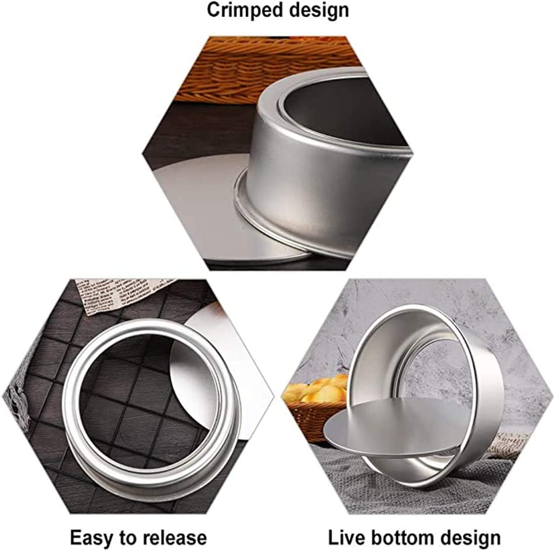 2 Pack 6/8 Inch Alloy Cake Mold,Non-Stick Baking Tins Deep Aluminum round Cake Pan with Removable Bottom for Wedding/Birthday/Christmas Cake Baking image number 1