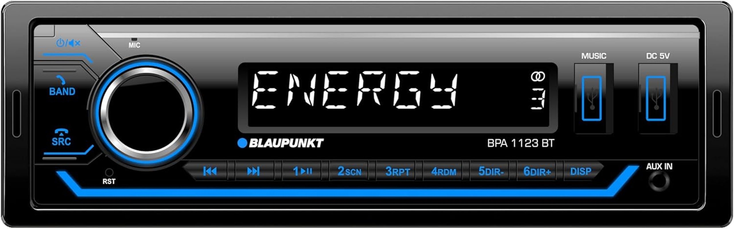 Blaupunkt BPA 1123 BT 1-DIN Car Radio, FM-RDS, Bluetooth, Hands-Free System, 2 X USB, Aux Input, Sub-Out, Multicoloured, 200 Watt image number 4