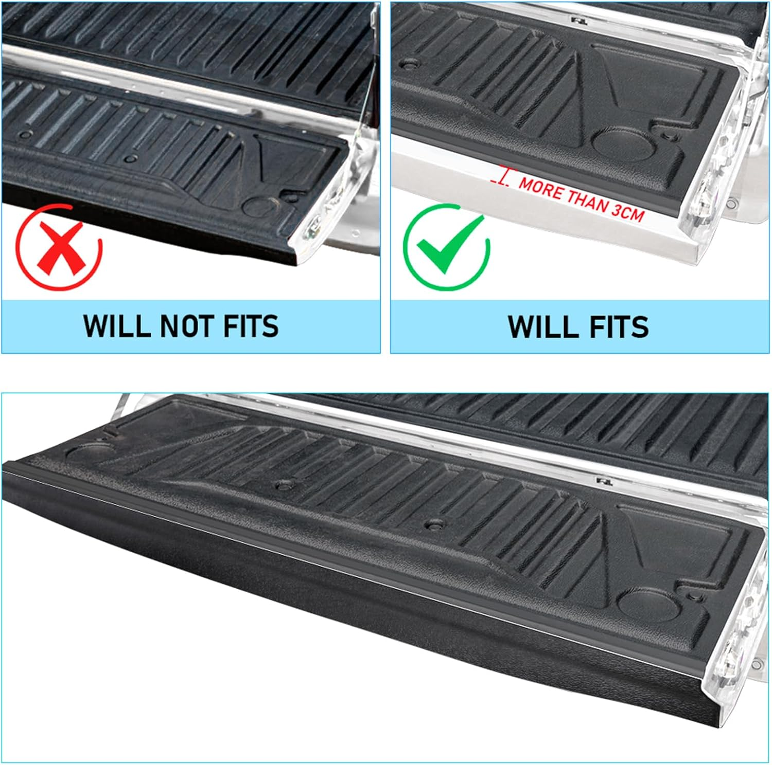 Tailgate Protector Cover for Isuzu DMAX Accessories 2024-Onwards Facelift X-Terrain X-Rider Blade LS-U LS-M SX, D-MAX Rear Tailgate Rail Guard Cap Trim Car Exterior Textured Matte Black image number 4