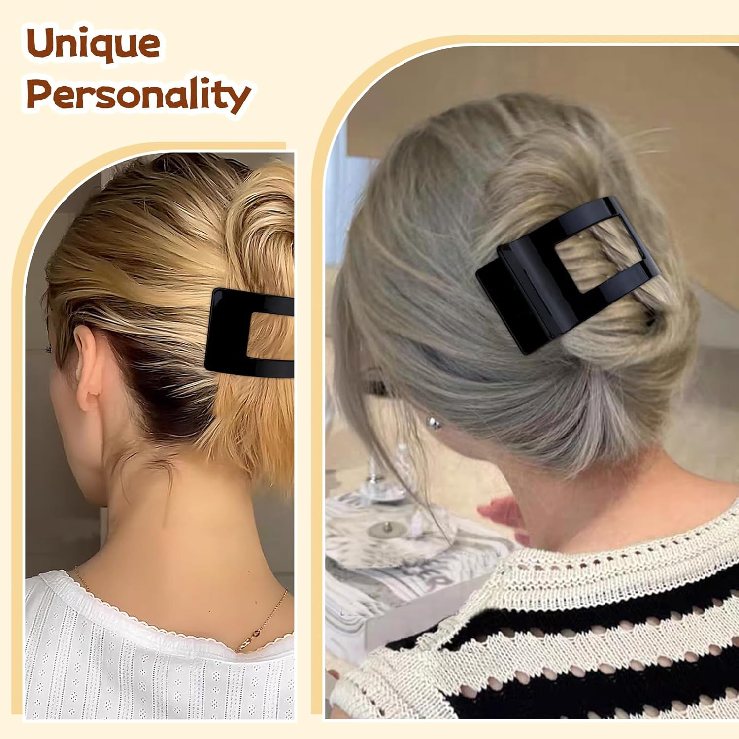 Celblisora Pack of 4 Flat Hair Clips for Women and Girls, Flat Claw Clips, Strong Hold, Large Side Hair Clip, French Hair Clip with Duck Beak image number 5