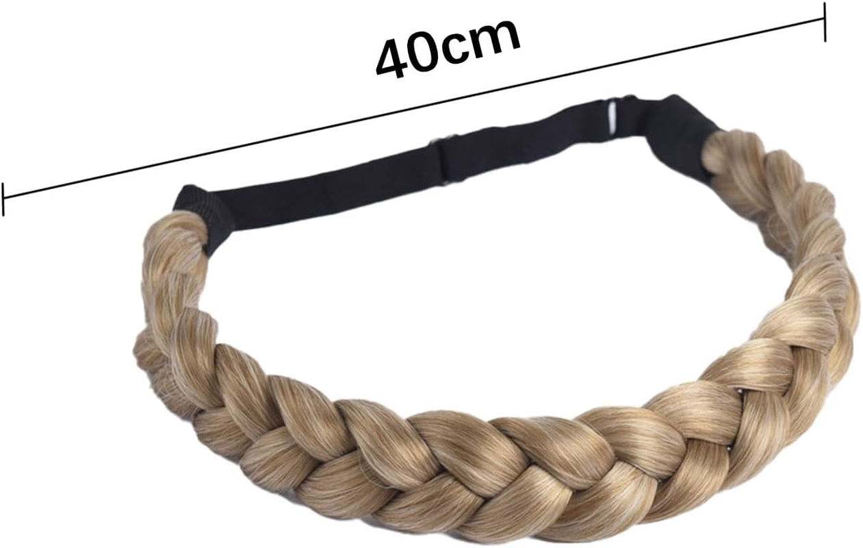 Zynewa Pack of 2 Braided Headbands, 3 Strands, Synthetic Hair, Braided Headband, Classic Chunky Elastic Synthetic Headband