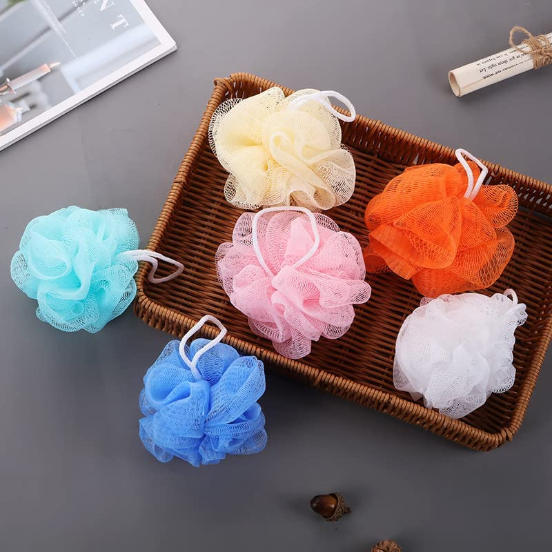 Bath Sponge Shower Loofahs Exfoliator Scrubber Ball (20G/Pcs) Mesh Pouf Bath Scrunchies Body Wash Puff (Set of 4) Random Color image number 5