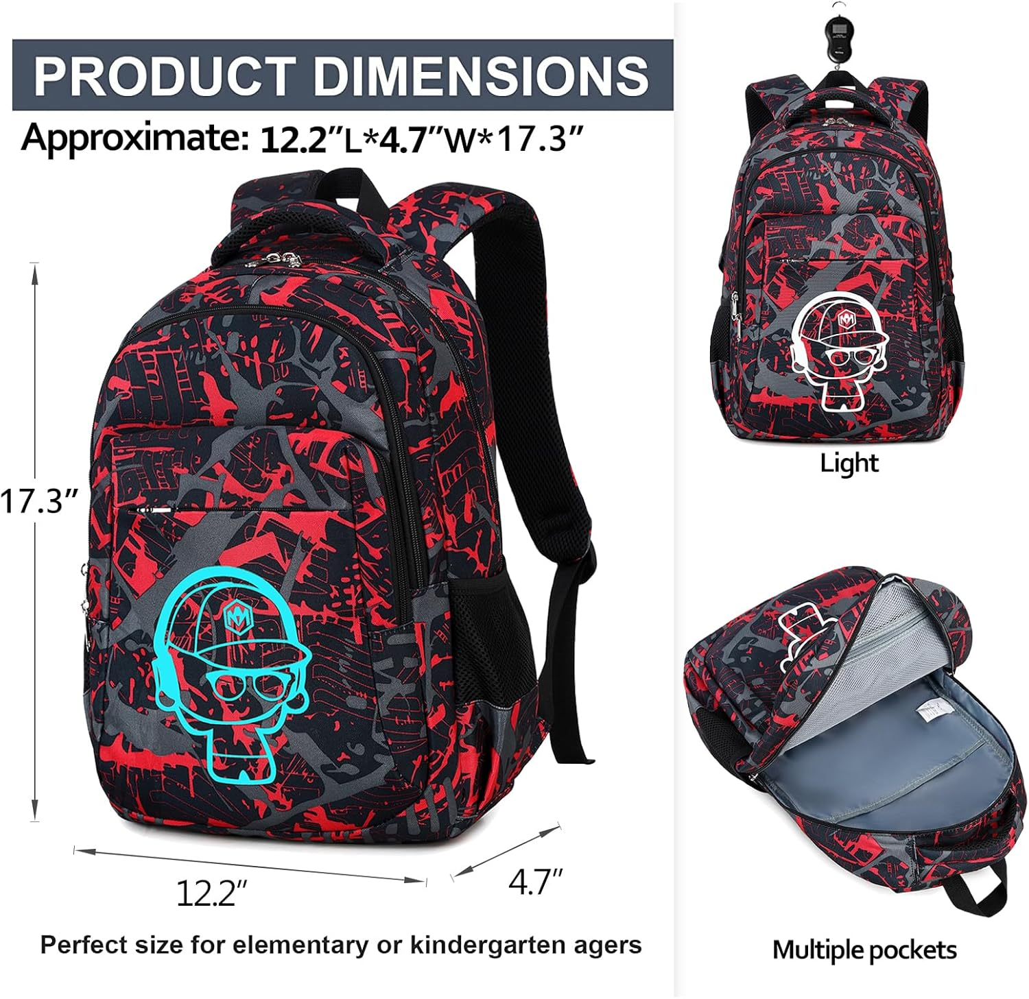 School Backpack Teen Boys Girls Bookbag Daypack School Bag with USB Charging Port image number 3