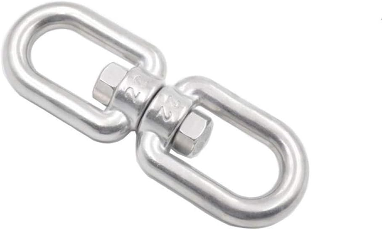 8 Pieces NUZAMAS M6 Double Ended Swivel Eye Hooks, 304 Stainless Steel Eye to Eye Swivel Shackle Key Ring Keychain Connector image number 3
