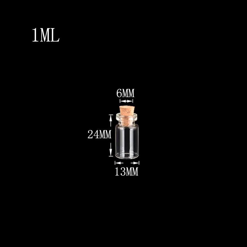 1Ml Mini Glass Bottles Vials with Cork Empty Tiny Transparent Bottle Jars 100Pcs Glass Bottles with Cork Stopper