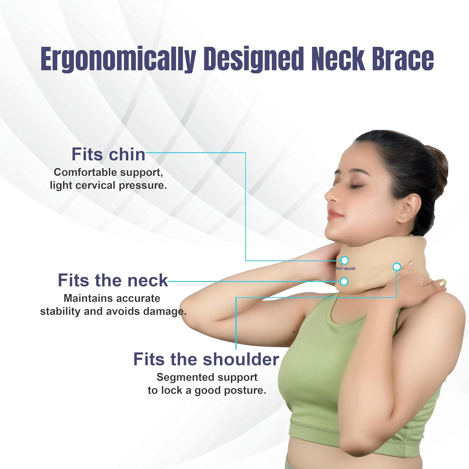 Wonder Care Cervical Collar for Neck Pain Soft Neck Support Brace for Spondylitis Neck Pain Relief for Men & Women Grey (Small: 3"-3.5") image number 6