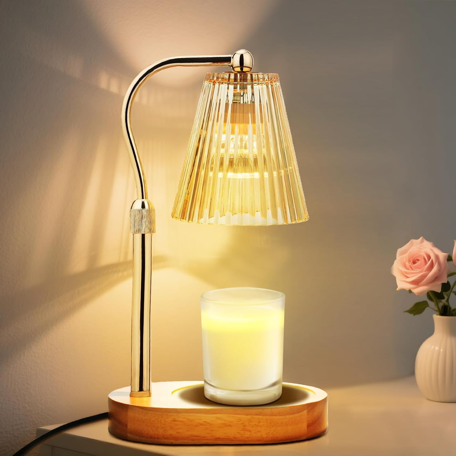 MISERWE Candle Warmer Lamp with 2Bulbs, Adjustable Height Dimmable Wax Warmer with Timer, Wax Melt Warmer with 4 Brightnes, Candle Warmer Light for Mothers Day/Birthday Gifts