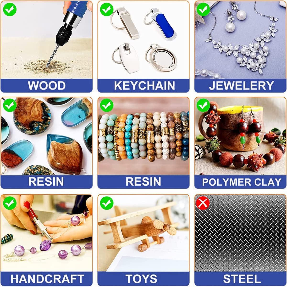 Electric Hand Drill Cordless Rotary Tool with 3 Adjustable Speed Rechargeable Electric Engraving Pen Portable Mini Engraver Tools for Wood Resin Plastic Pearl Etc. (Blue) image number 5