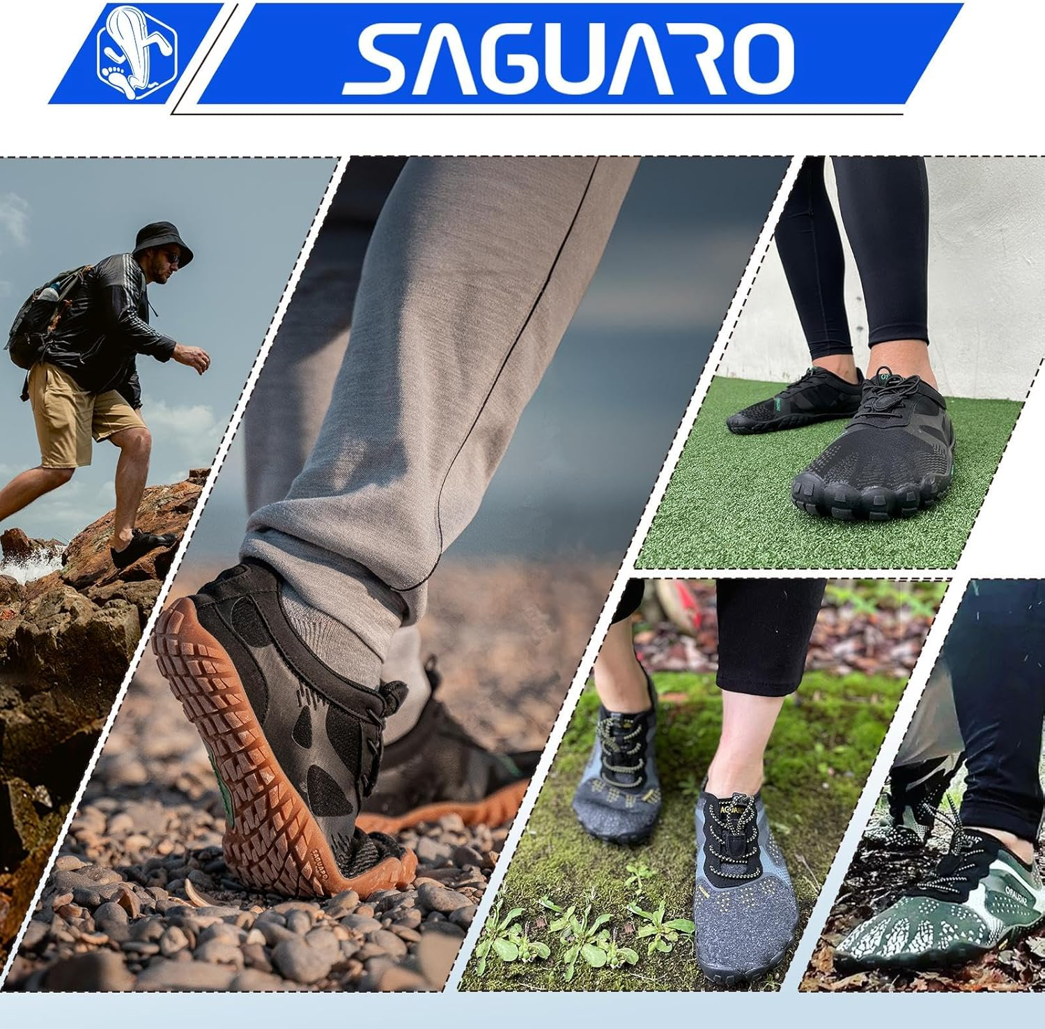 SAGUARO Unisex Barefoot Trail Running Shoes, Lightweight Breathable Five Fingers Water Shoe, Minimalist Athletic Zero Drop 5 Wide Toes Cross Training Sneakers for Gym Beach Kayaking Rowing Jogging image number 5