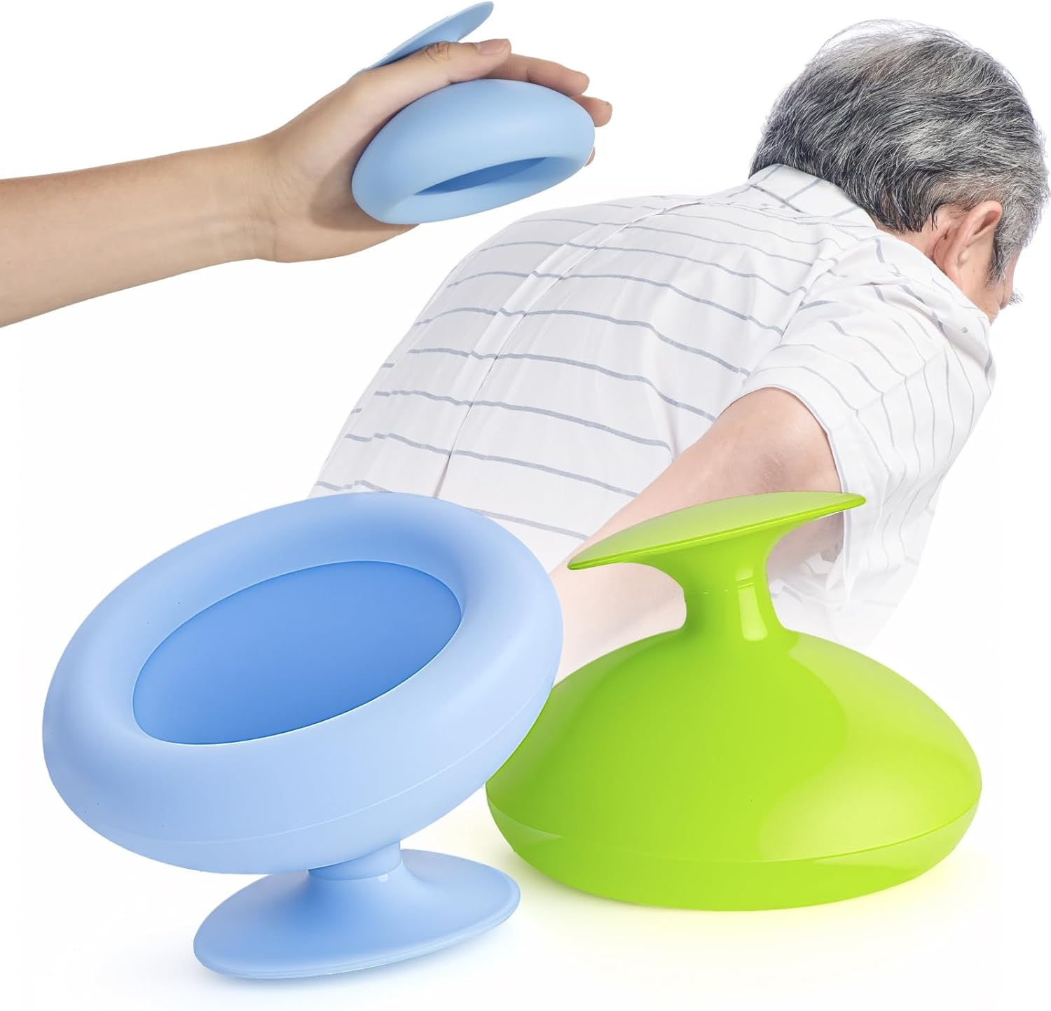 Silicone Palm Chest Percussion Cup, Chest Physical Aid Therapy Cup, Mucus Flutter Removal Device, Percussion Treatment for Mucus, Sputum, and Expectoration Problem(4.3 * 3.5 Inch for Adult) (Green)