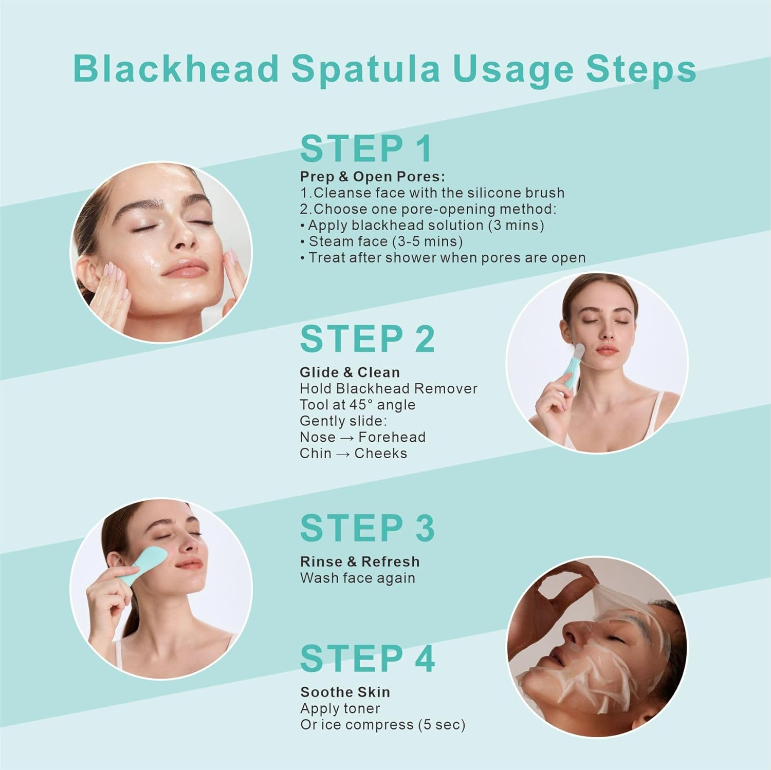 YEADMAL Blackhead Remover&Silicone Face Scrubber,Face Spatula,Facial Cleansing Brush, Pore Brush, Face Scrubber Exfoliator for Facial Deep Cleansing (Cyan) - Pink image number 3