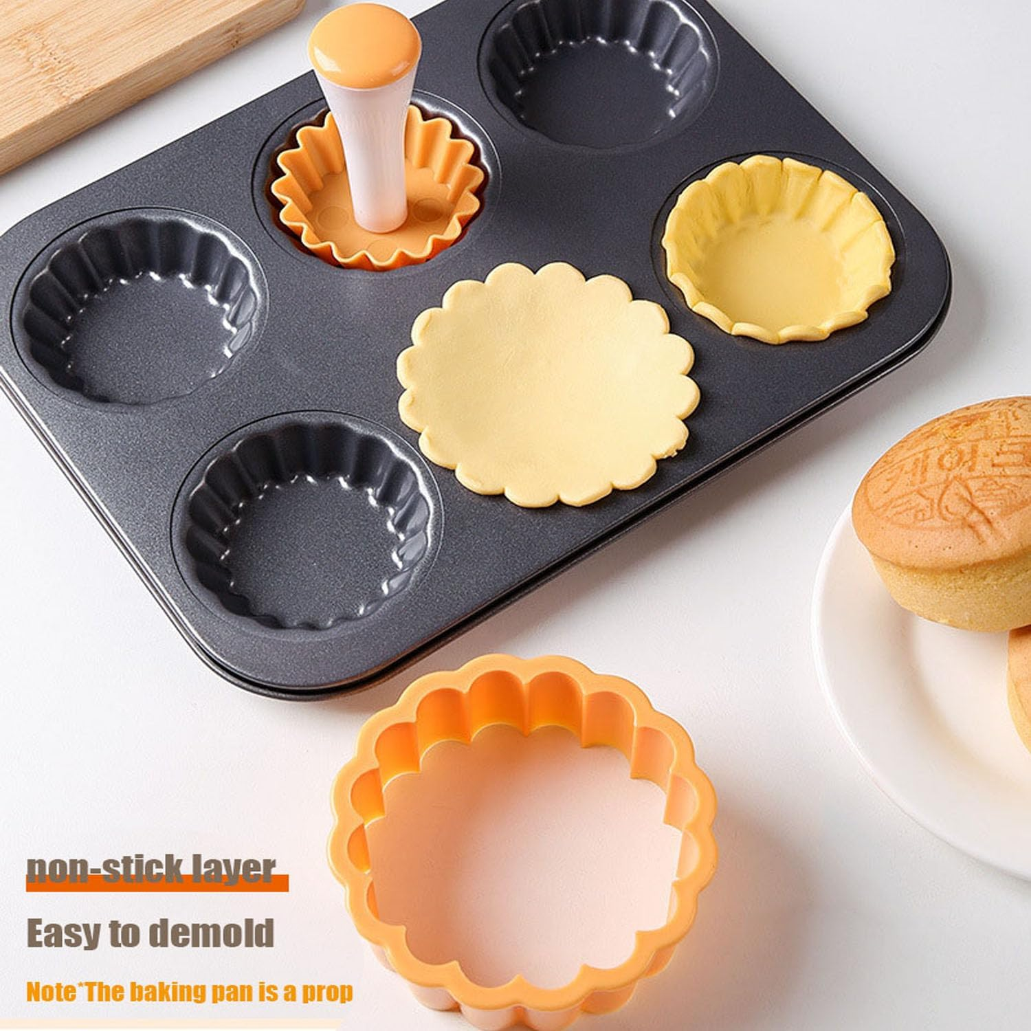 Shengsenfu Pastry Dough Tamper Kit, round Tart Shell Molds, Tart Press Tool Pastry Dough Tamper Set, Pastry Tamper Tart Shell Set, Creative Cake Cup Presser for Cookies Pies Cupcake Muffin Baking Tool