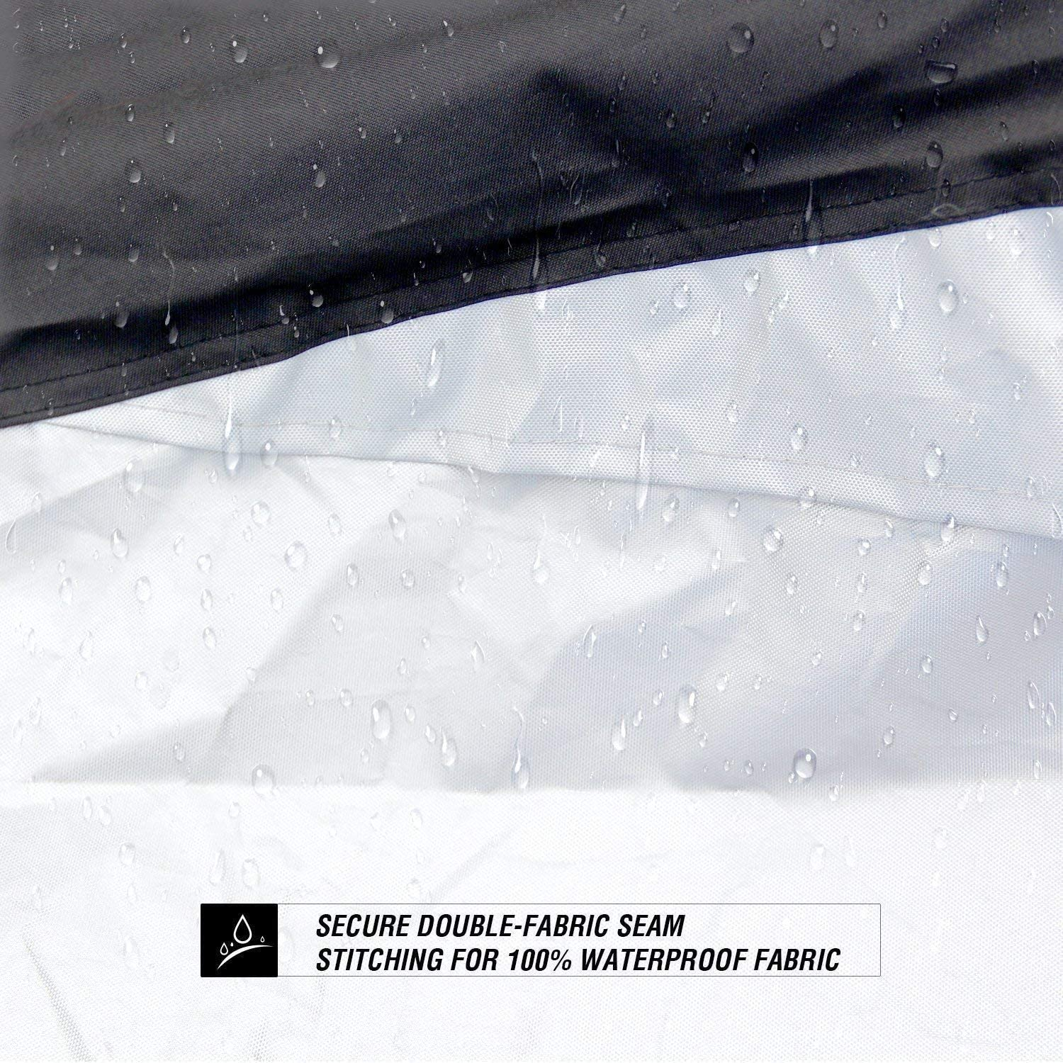 Motorcycle Cover, Ohuhu All Season Waterproof Snowproof Motorbike Covers with Lock Holes, Fits up to 108"/274Cm Motors Bikes Scooters for Honda, Yamaha, Suzuki, Harley, Kawasaki, Black-Silver image number 6