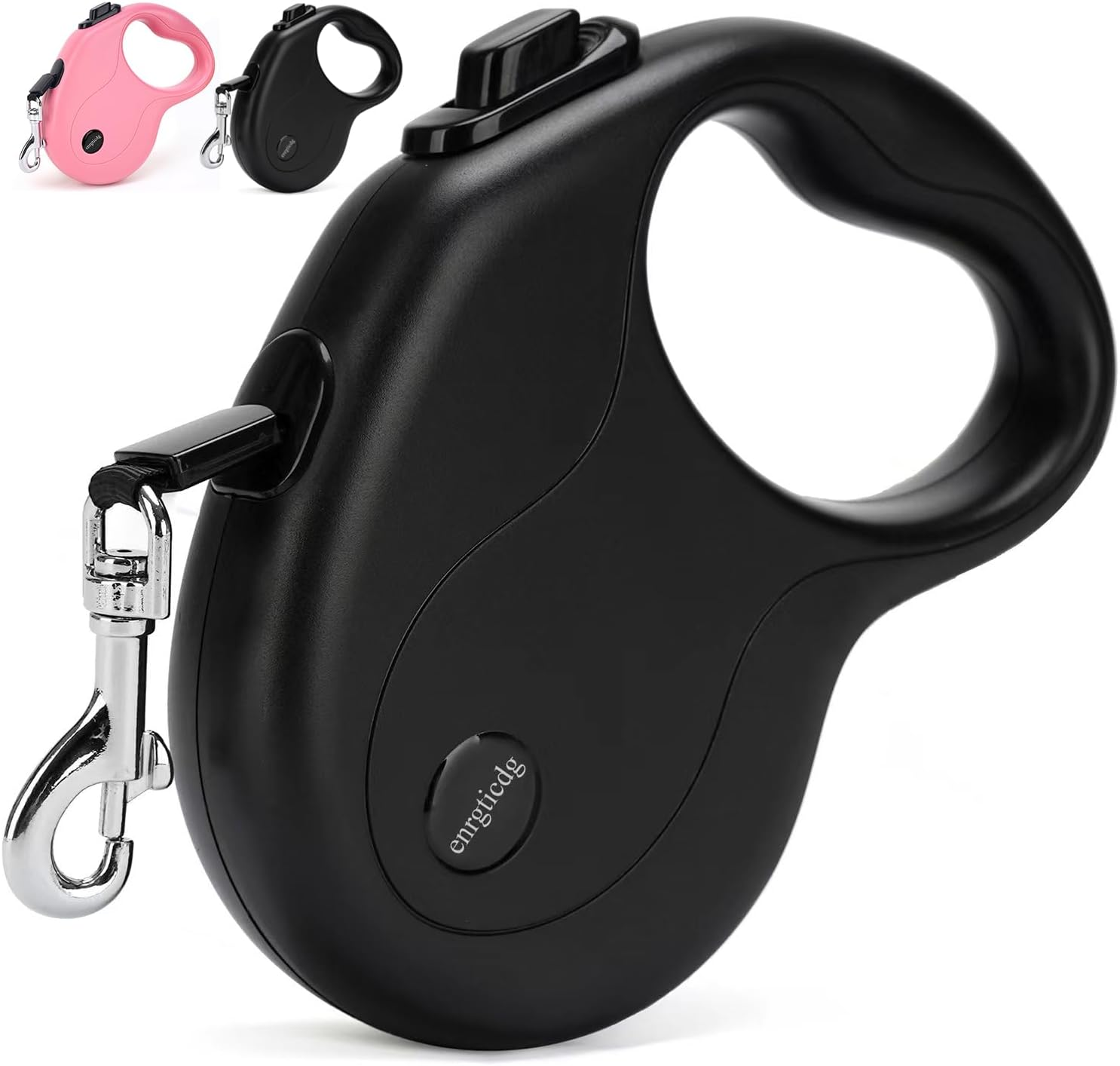 16Ft Retractable Dog Leash,Light Weight Leash for Small to Medium Dogs/Cats up to 50Lbs,Stainless Steel Spring Strong Nylon Tape, Tangle Free, One-Handed Brake.(Black) image number 1