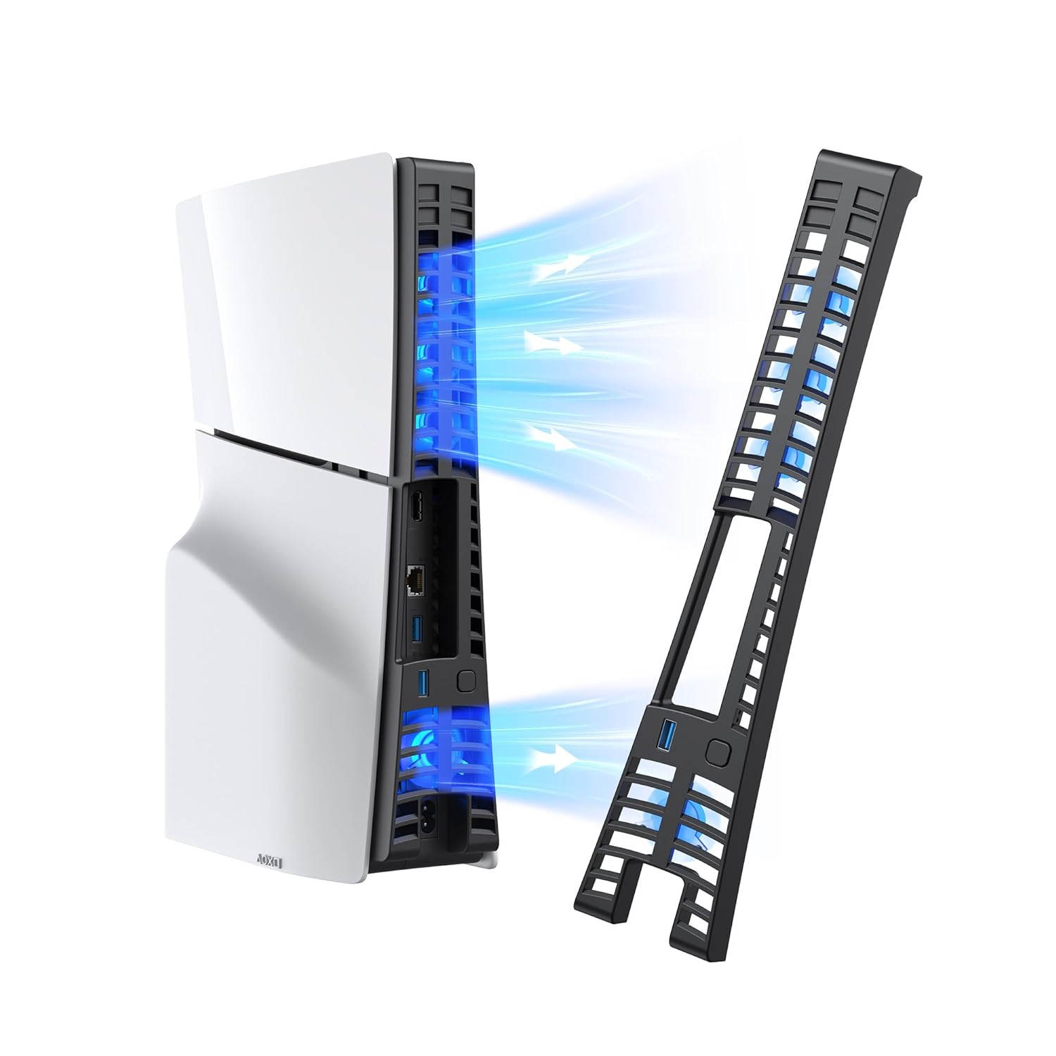 KIWIHOME Cooling Fan for PS5 Slim, Efficient Cooler Fan with Auto On/Off, Adjustable Speed, Quiet Cooling Fan with USB3.0 Port, Four Fan Cooling System with LED Light, Not for PS5 2020 and PS5 Pro image number 4