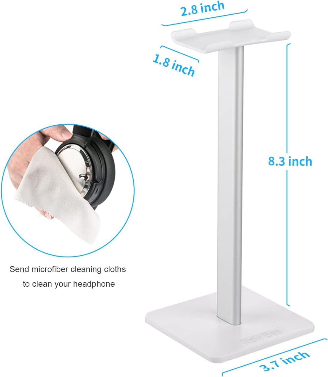 Headphone Stand Headset Holder New Bee Earphone Stand with Aluminum Supporting Bar Flexible Headrest ABS Solid Base for All Headphones Size （Silver）&hellip; image number 2