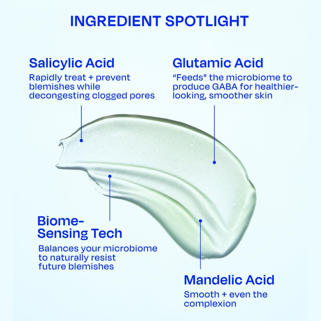 Murad Biome-Balancing Blemish Serum - Salicylic, Mandelic, Glutamic Acid - Helps Clear and Prevent Breakouts, Helps Clear Pores, Supports Skin Microbiome Balance - 30 Ml