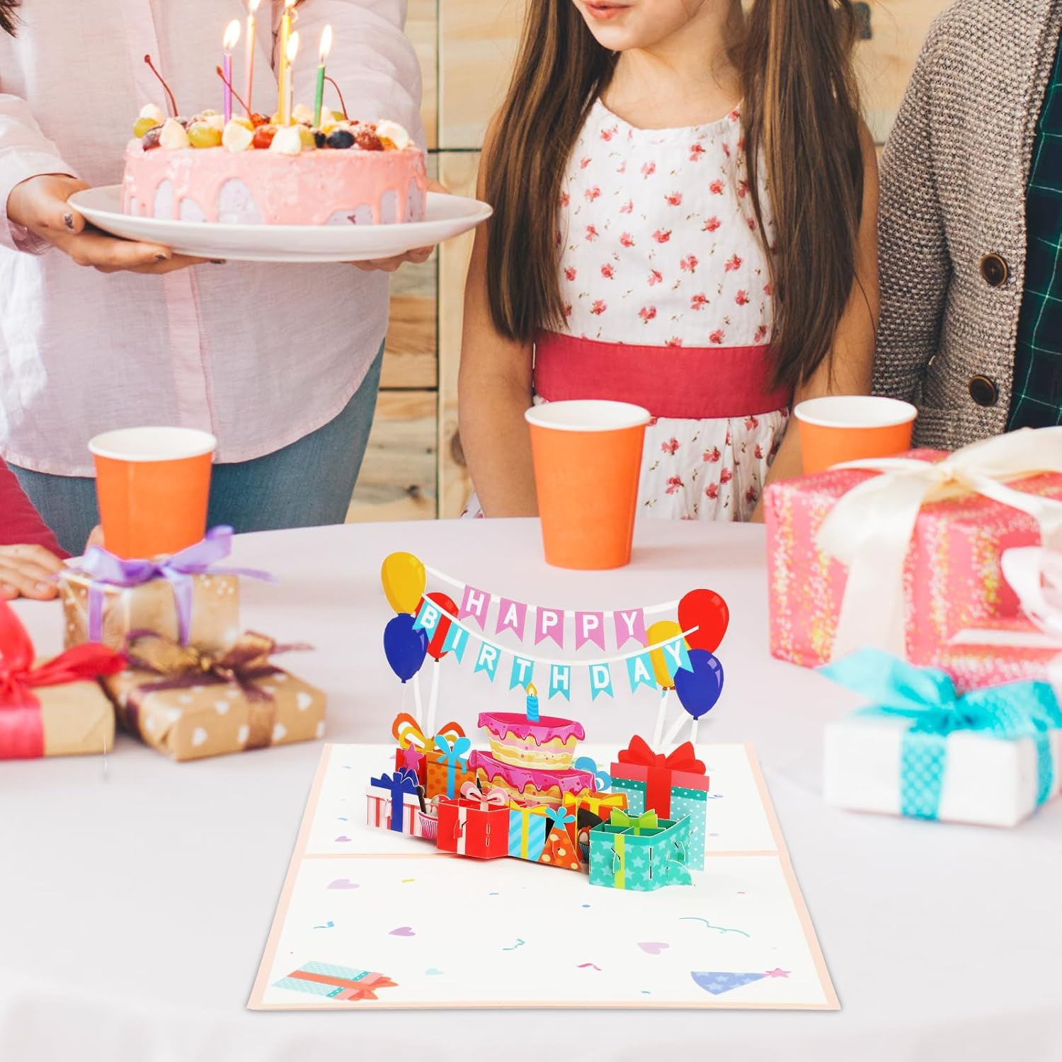 KIKISML Pop up Birthday Card, 3D Happy Birthday Greeting Card with Envelopes and Note Card, Blank Congratulation Gift Cake Flag Card for Men Women Husband Wife Mother Father Friend image number 2