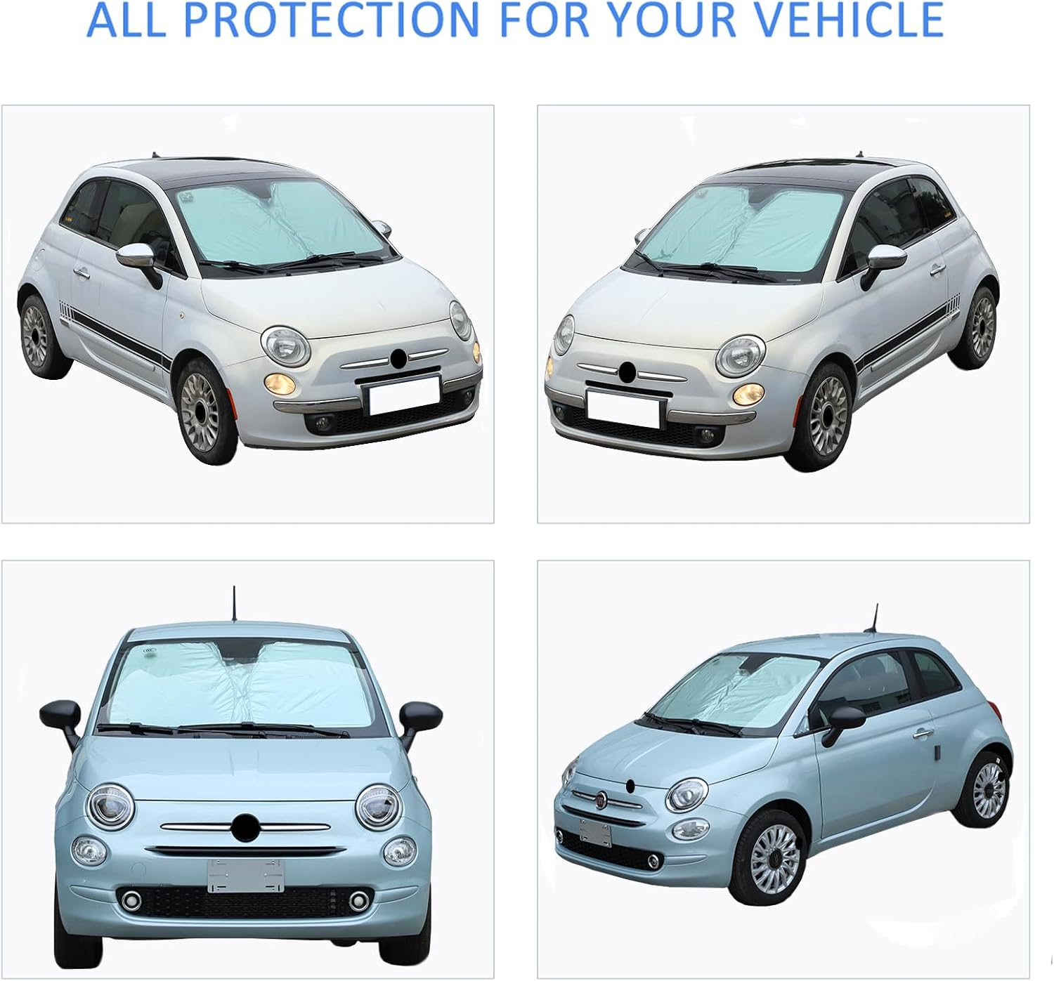 The Original Windshield Sun Shade Compatible with Fiat 500 2010-2024 Abarth 595 2014-2024 Car Windshield Reflective Sunshade Protector Sun Shade Accessories (Silver) image number 6