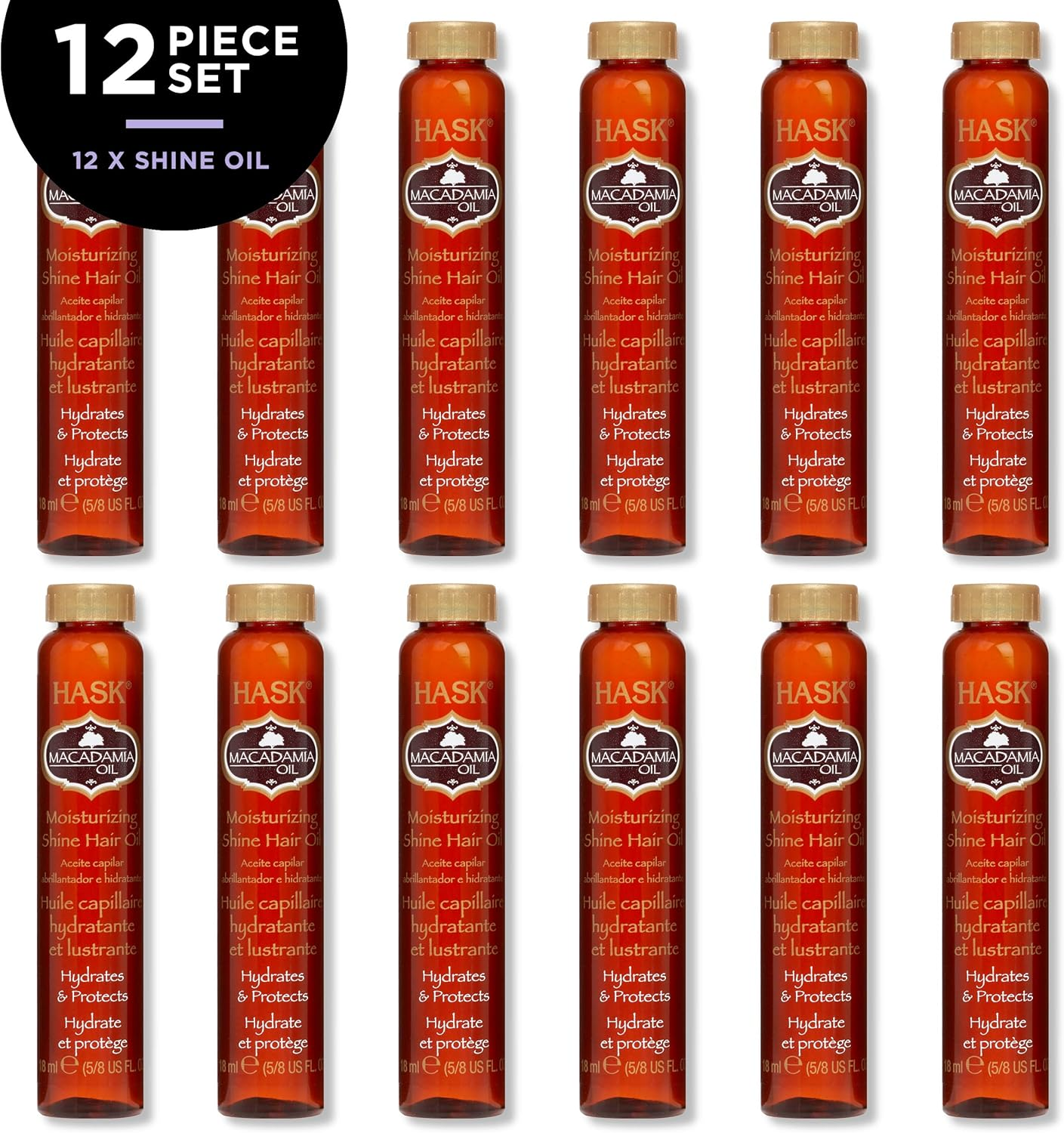 Hask Vials Macadamia Oil Shine Treatment, 0.62 Fl Oz (Pack of 12) image number 5