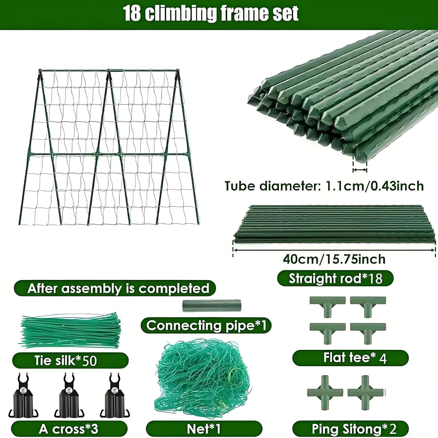 Trellis for Cucumbers - Tomato Trellis | Metal Expandable Gardening Growing Supplies Accessories Support for Grape Pea Bean Tomato Cucumber image number 3