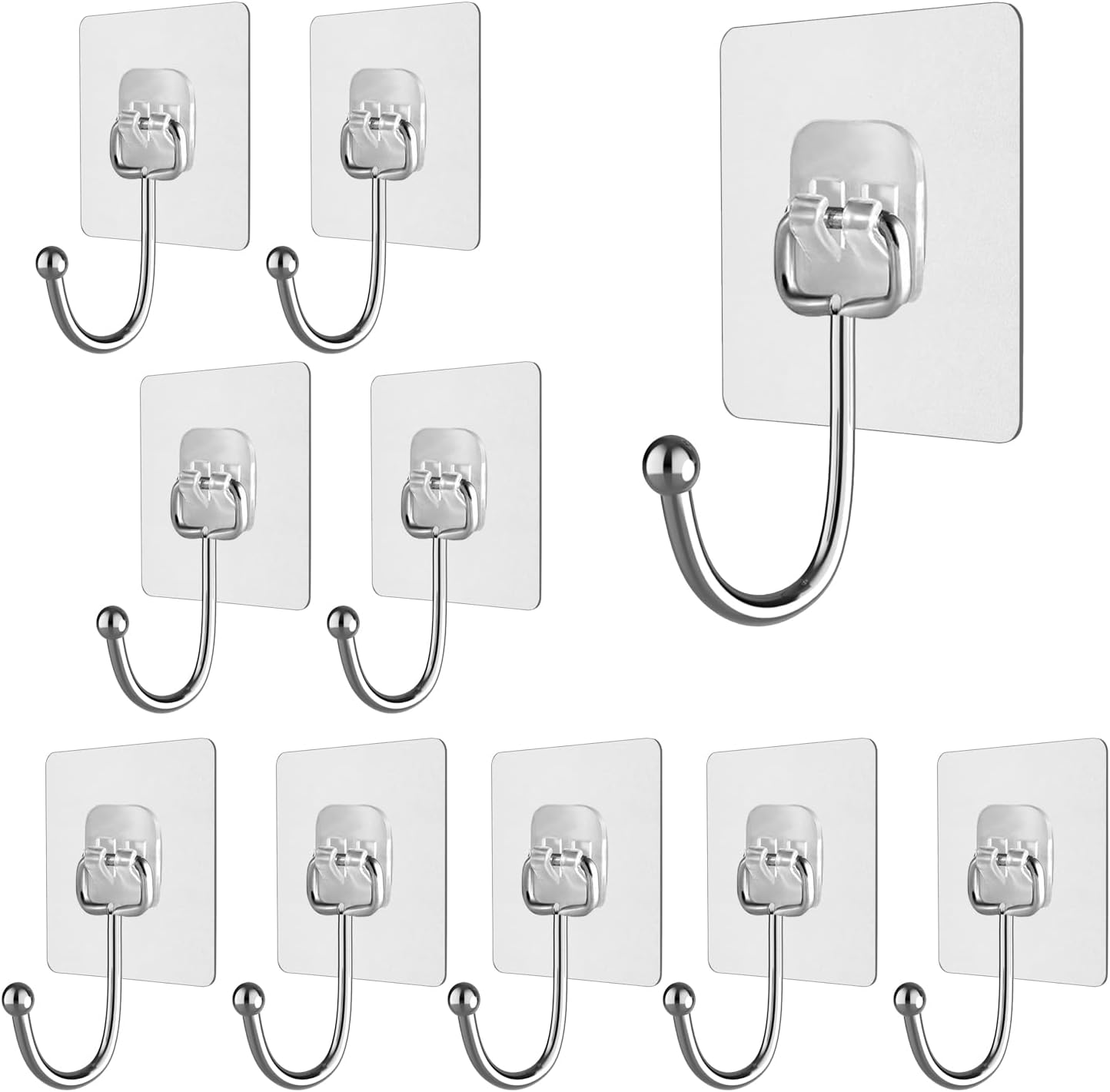10PCS Self Adhesive Hooks for Hanging, Wall Hooks, Bathroom Hooks, Towel Coat Hooks, Waterproof Oilproof Sticky Hooks, Ceiling Hook, Command Hooks, Kitchen Office Outdoor Home Improvement Utility Hook image number 6