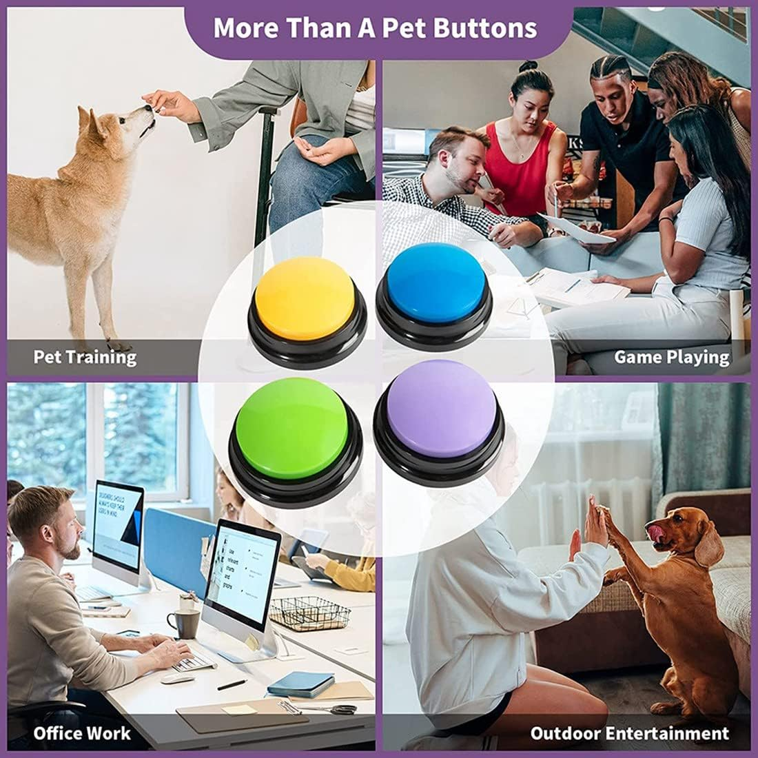 Hepzest Recordable Dog Buttons for Communication, Pet Training Buzzer, Talking Button Set Funny, 4PCS image number 4
