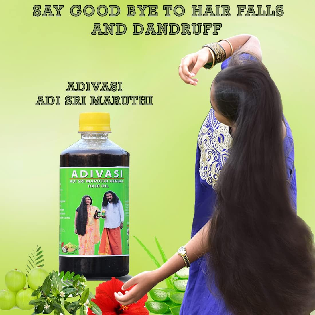 Adivasi Adi Sri Maruthi Hair Oil Made by Pure Adivasi Ayurvedic Herbs 250Ml + 250Ml