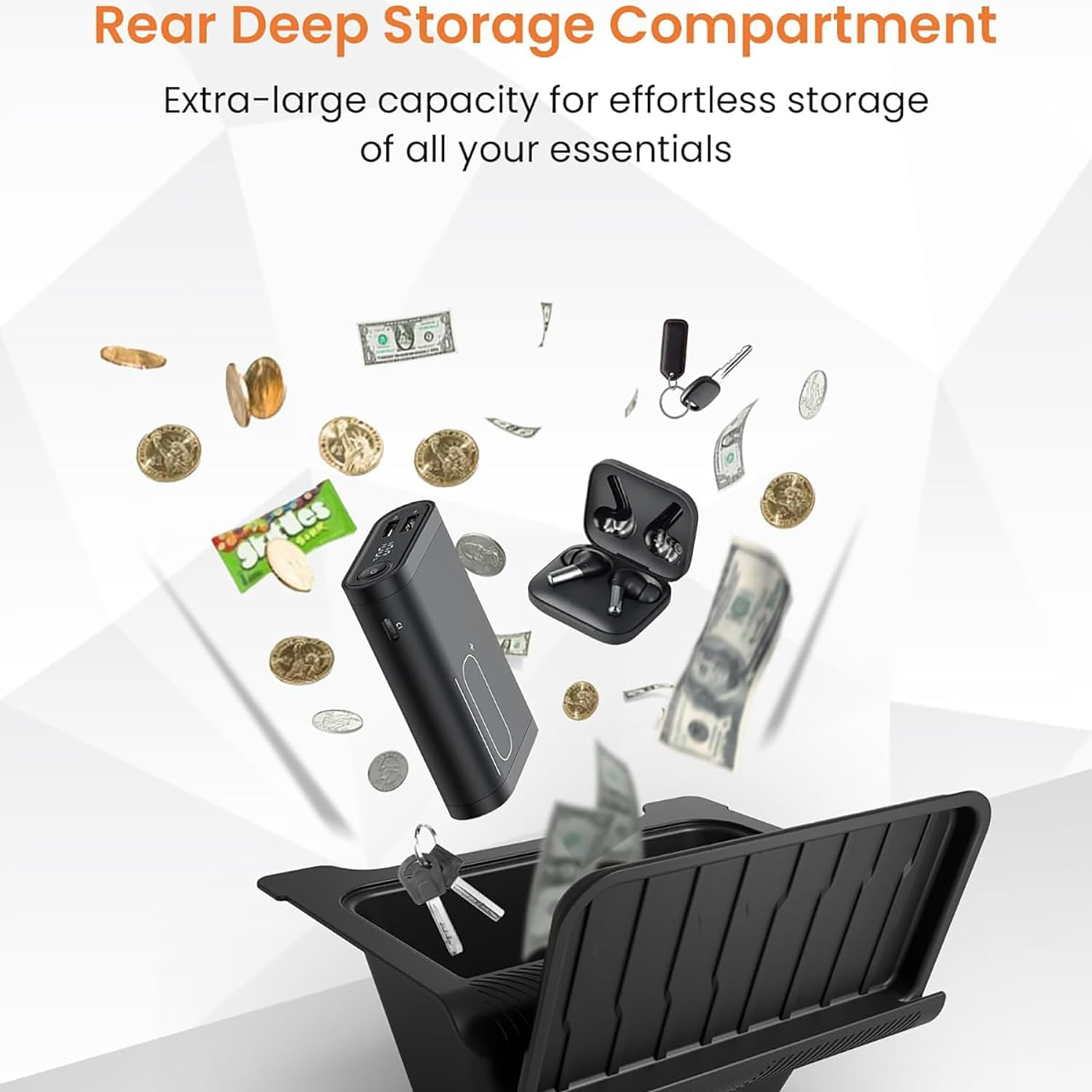 Rear Center Console Floor Storage Box for Tesla Model Y Juniper 2025 2026 Storage or Organizer 2Nd Row Center Console Rubbish Bin Can TPE Material Backseat Trash Can with Lids Accessories image number 2