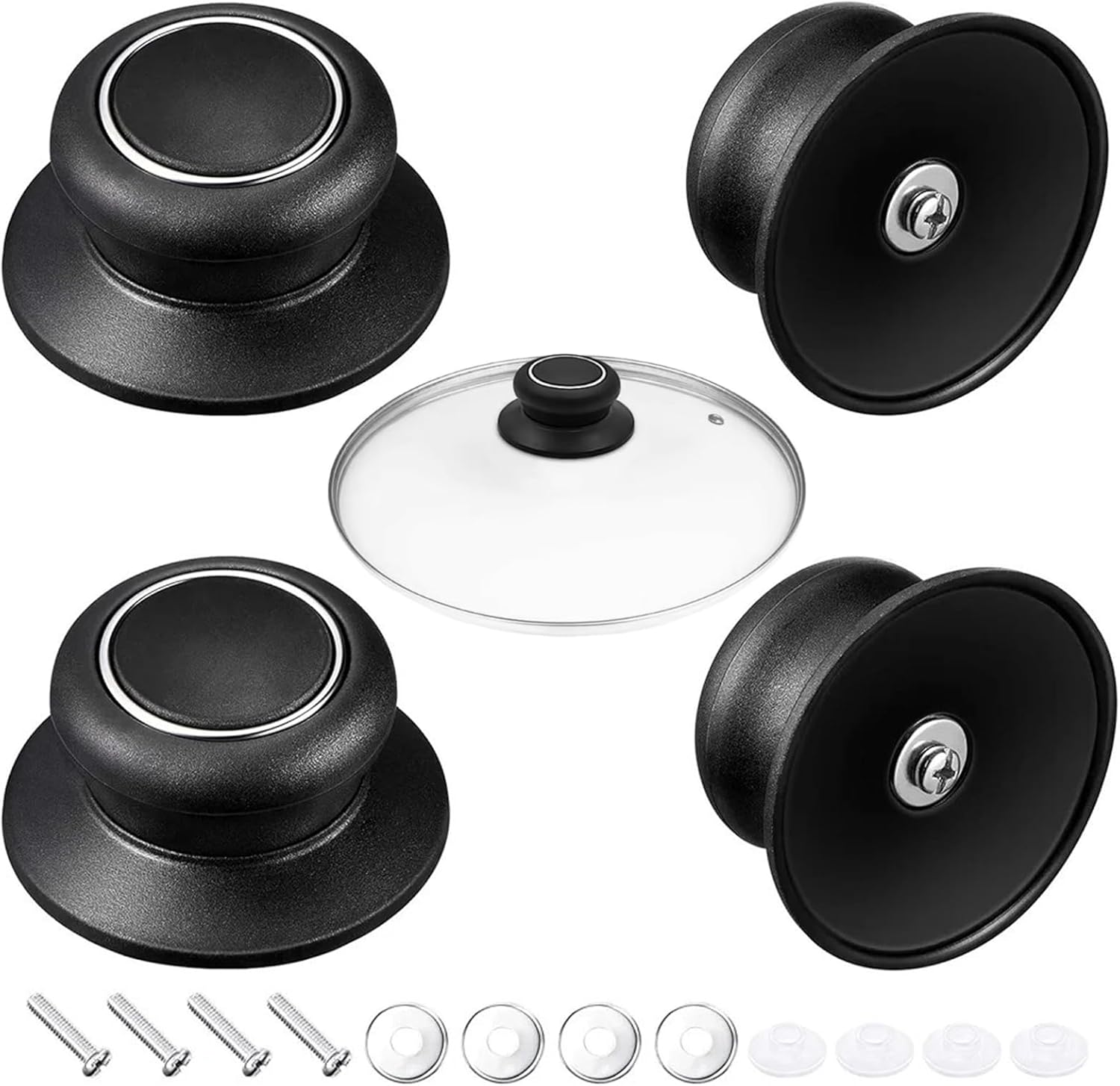 4Pcs Pot Lid Knobs, Bakelite Kitchen Cookware Universal Replacement Handle Knobs, Top Replacement Holding Handle for Casserole Kettle Cover Glass Saucepan Pot Lid image number 1