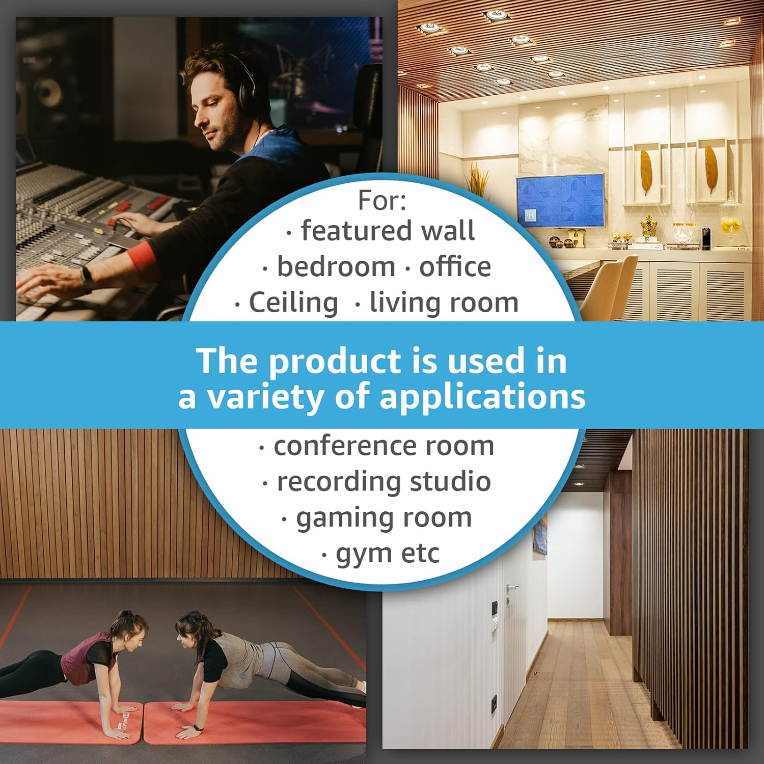 Art3D 2-Pack Wood Slat Acoustic Panels for Wall & Ceiling, Wood-Laminate Soundproof Wall Panel for TV Wall Background, Living Room, Accent Wall, Kitchen Island, Office - 120 X 60 CM, Oak